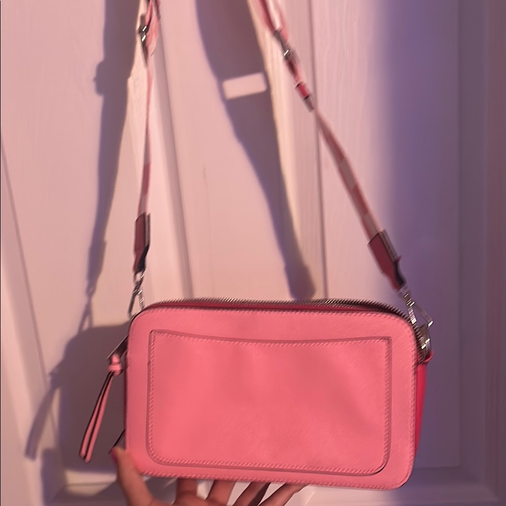 Structured Pink Crossbody Bag with Tassel Detail